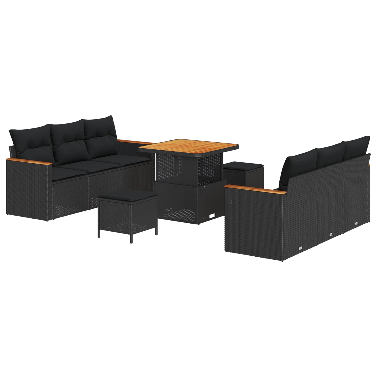 Conjunto de sofás de jardín 11 pcs Negro ratán sintético