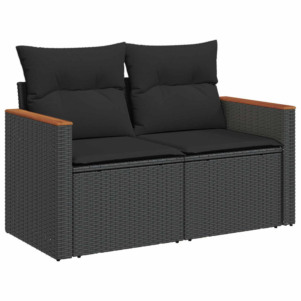 Conjunto de sofás de jardín 11 pcs Negro ratán sintético