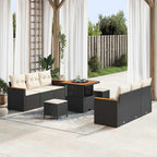Conjunto de sofás de jardín con cojín 11 pcs Negro y crema