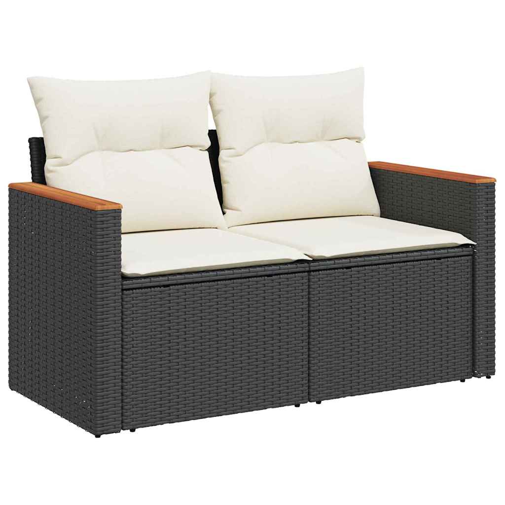 Conjunto de sofás de jardín con cojín 11 pcs Negro y crema