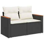Conjunto de sofás de jardín con cojín 11 pcs Negro y crema