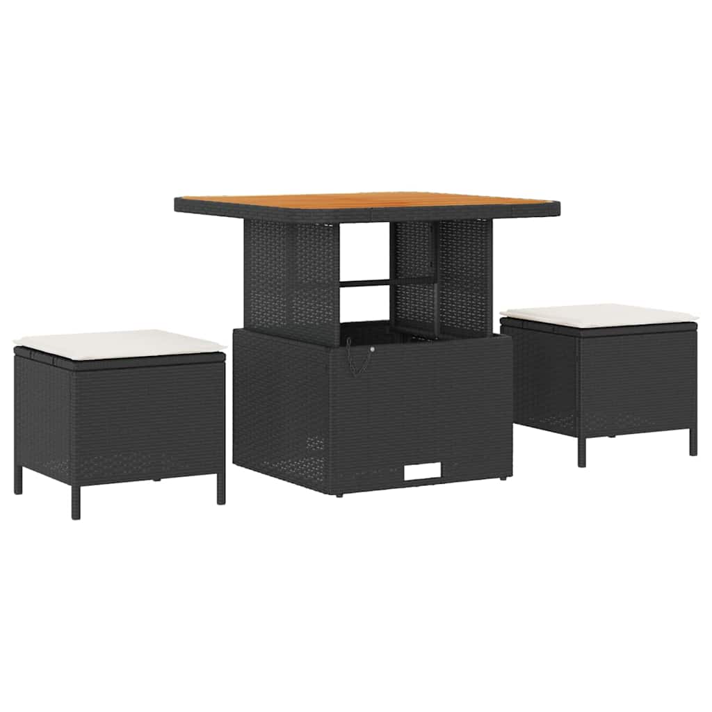 Conjunto de sofás de jardín con cojín 11 pcs Negro y crema