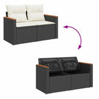 Conjunto de sofás de jardín con cojín 11 pcs Negro y crema