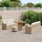 Conjunto de sofás de jardín con cojín 11 pcs Beige y Crema