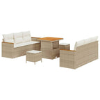 Conjunto de sofás de jardín con cojín 11 pcs Beige y Crema