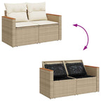 Conjunto de sofás de jardín con cojín 11 pcs Beige y Crema