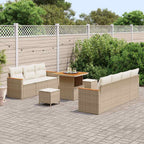 Conjunto de sofás de jardín con cojín 14 pcs Beige y Crema
