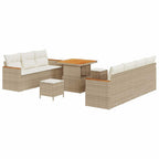 Conjunto de sofás de jardín con cojín 14 pcs Beige y Crema