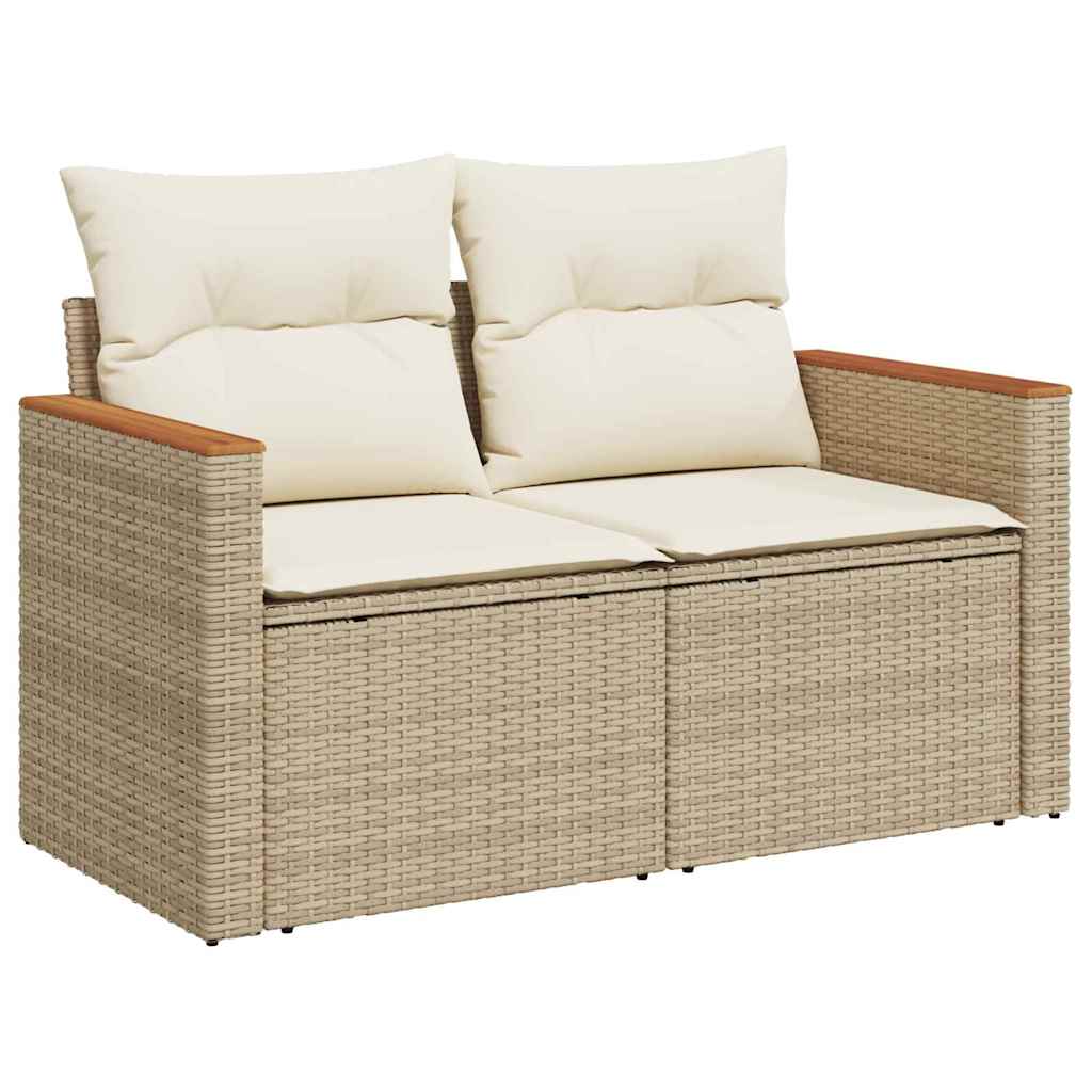 Conjunto de sofás de jardín con cojín 14 pcs Beige y Crema