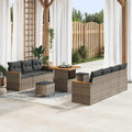 Conjunto de sofás de jardín 14 pcs Gris ratán sintético