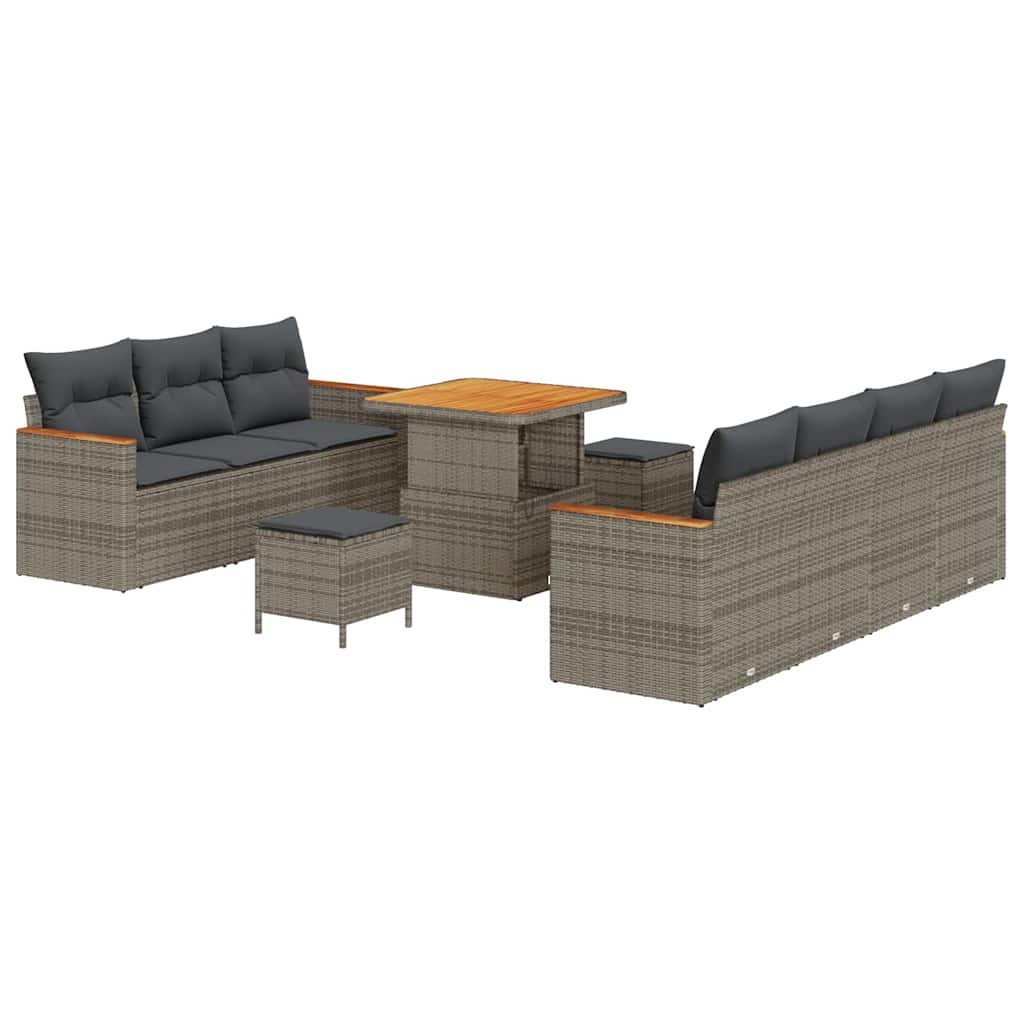 Conjunto de sofás de jardín 14 pcs Gris ratán sintético