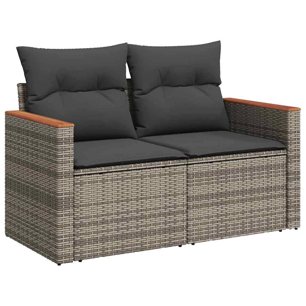 Conjunto de sofás de jardín 14 pcs Gris ratán sintético