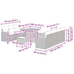 Conjunto de sofás de jardín 14 pcs Gris ratán sintético