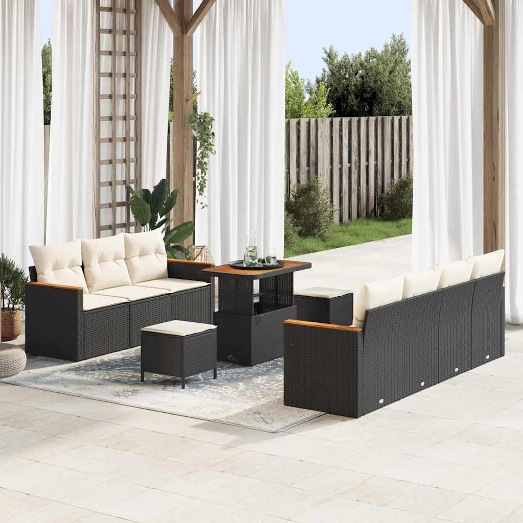 Conjunto de sofás de jardín con cojín 14 pcs Beige y Crema