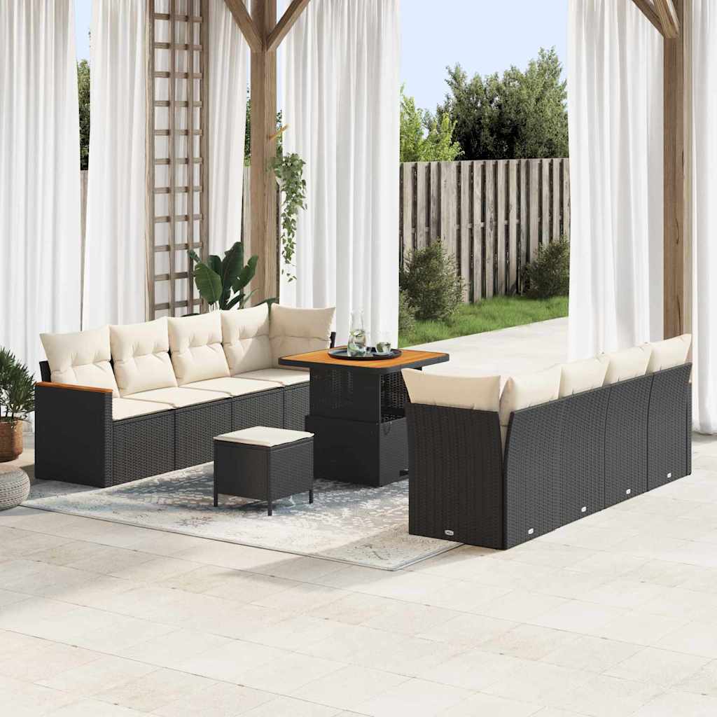 Conjunto de sofás de jardín 12 pcs Beige ratán sintético