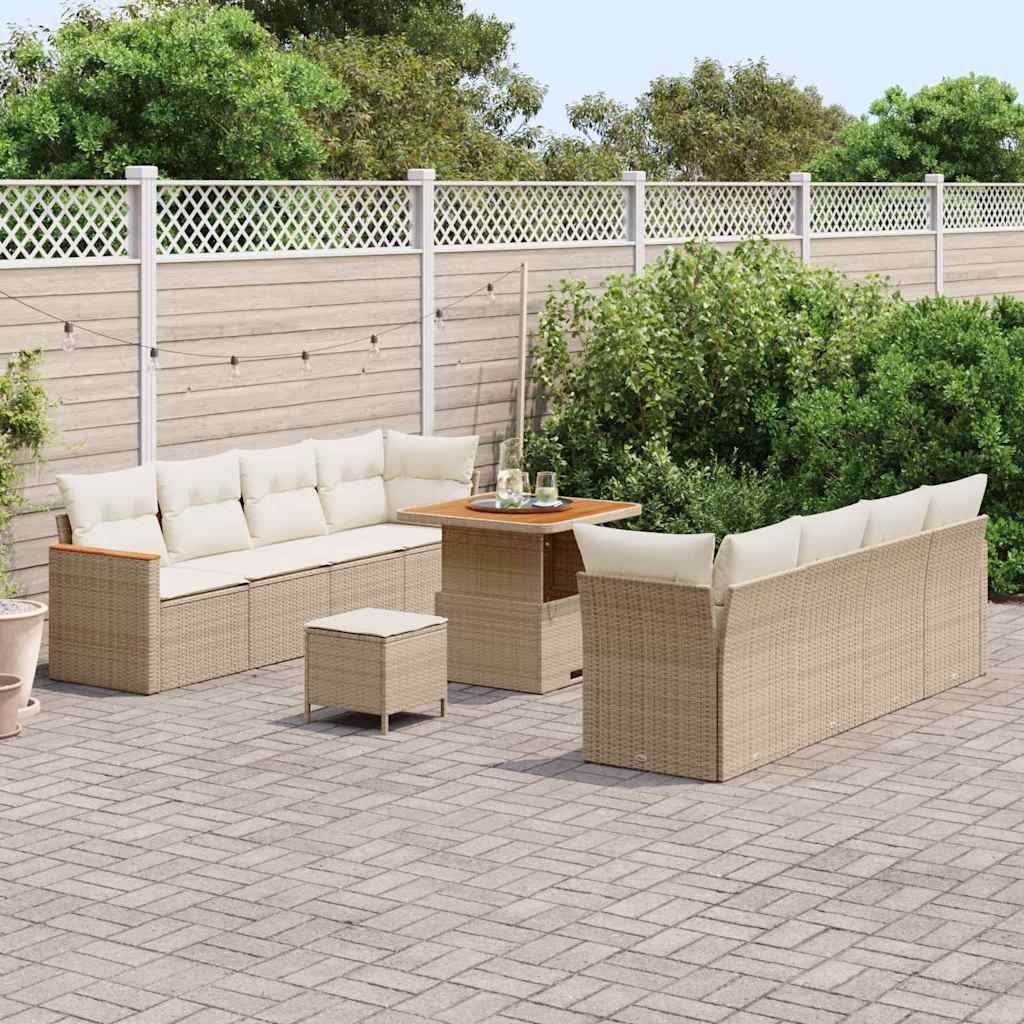Conjunto de sofás de jardín 12 pcs Beige ratán sintético