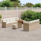 Conjunto de sofás de jardín 12 pcs Beige ratán sintético