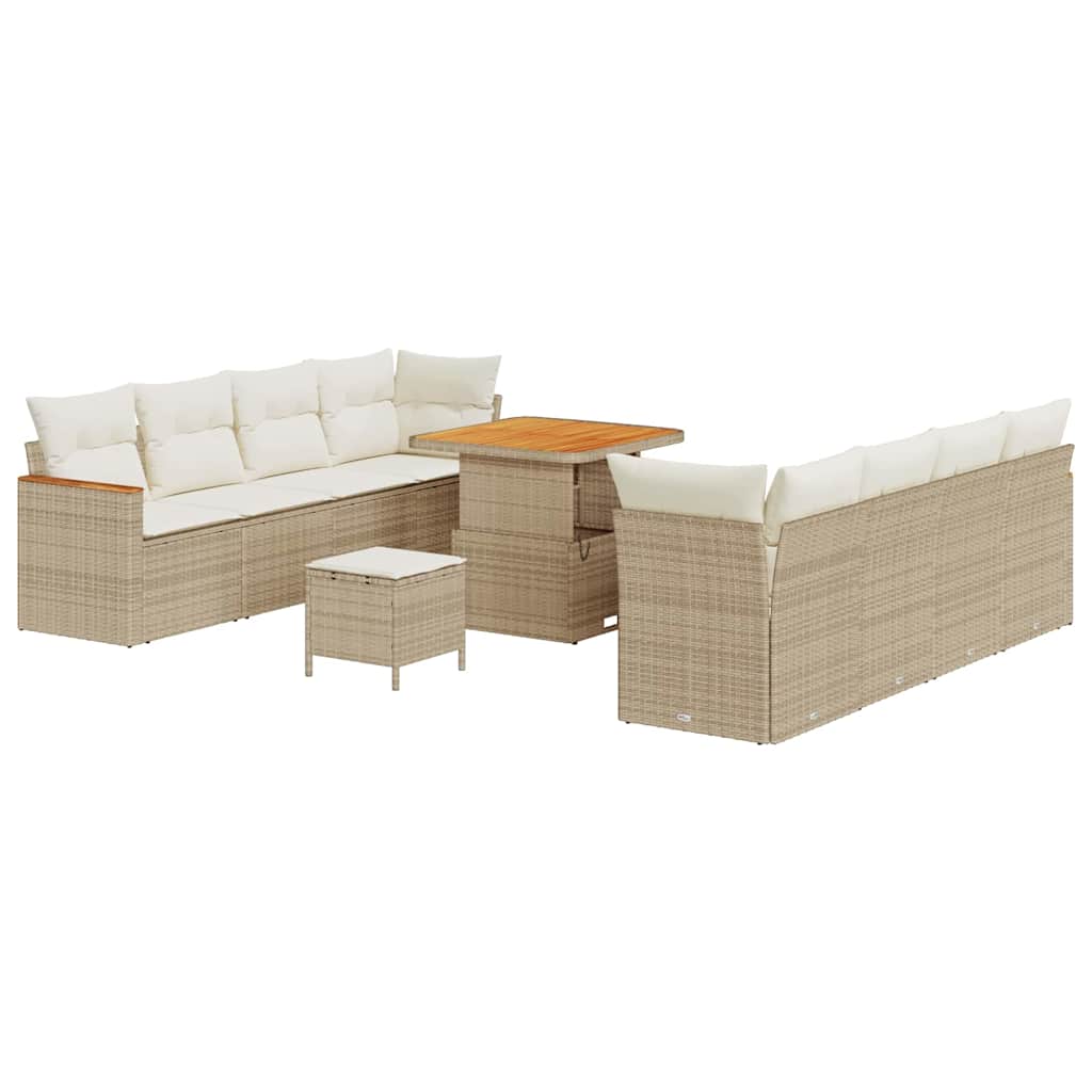 Conjunto de sofás de jardín 12 pcs Beige ratán sintético