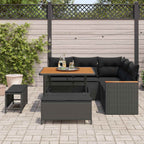 Conjunto de sofá de jardín con cojín 8 pcs Negro Poliratán