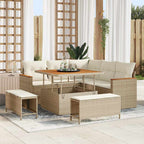 Conjunto de sofá de jardín con cojín 8 pcs Beige Poliratán