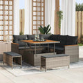 Conjunto de sofá de jardín con cojín 8 pcs Gris Poliratán