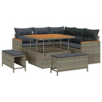 Conjunto de sofá de jardín con cojín 8 pcs Gris Poliratán