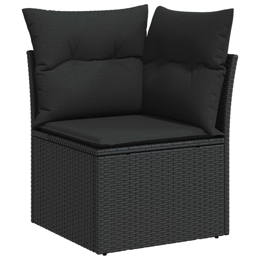 Conjunto de sofá de jardín con cojín 9 pcs Negro Poliratán