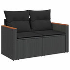 Conjunto de sofá de jardín con cojín 9 pcs Negro Poliratán