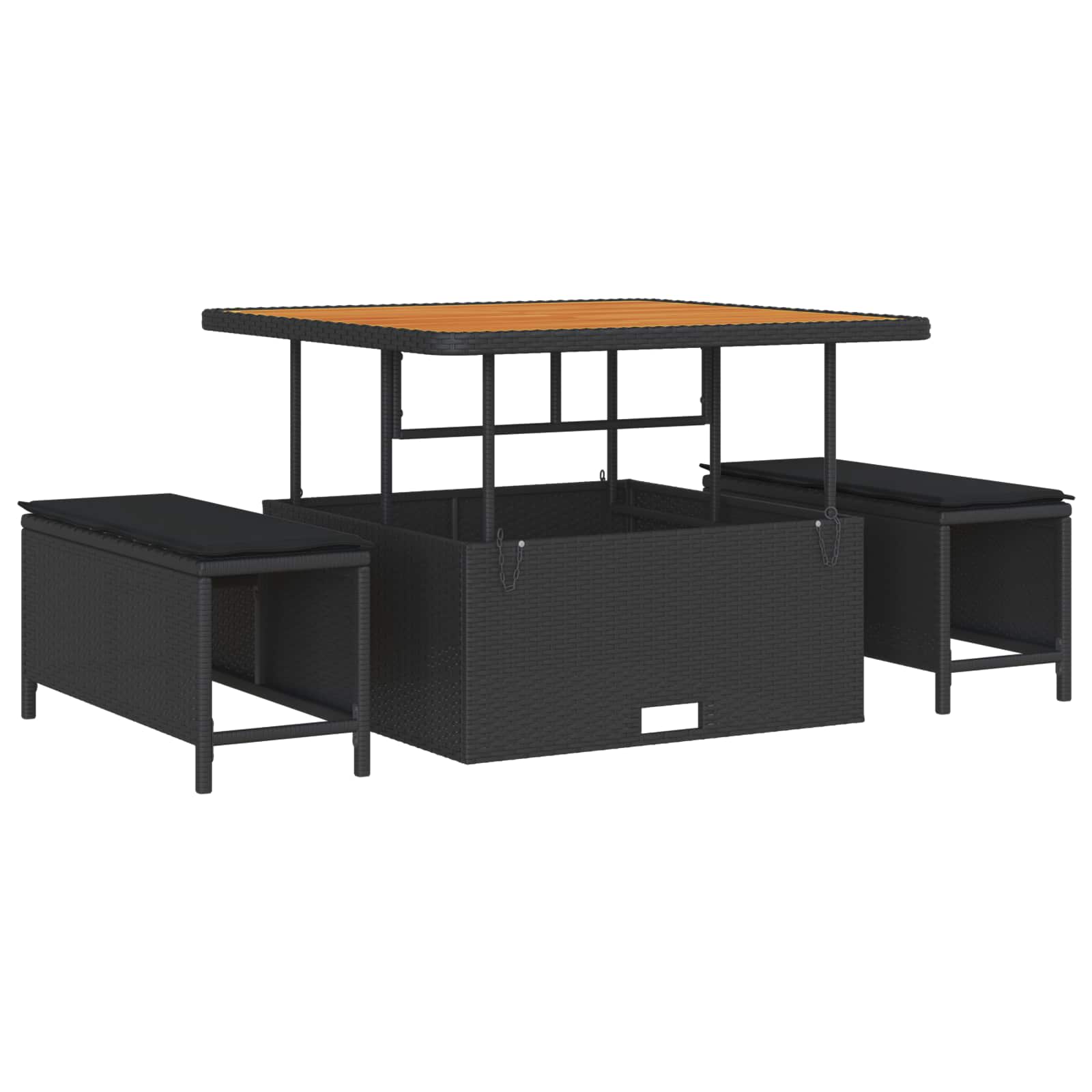 Conjunto de sofá de jardín con cojín 9 pcs Negro Poliratán