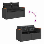 Conjunto de sofá de jardín con cojín 9 pcs Negro Poliratán