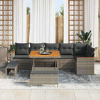 Conjunto de sofá de jardín con cojín 9 pcs Gris Poliratán