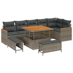 Conjunto de sofá de jardín con cojín 9 pcs Gris Poliratán