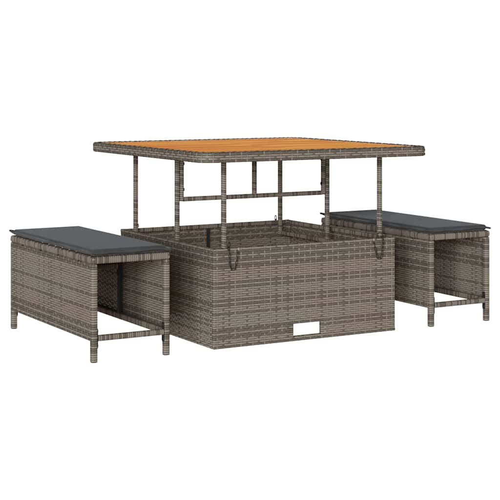 Conjunto de sofá de jardín con cojín 9 pcs Gris Poliratán