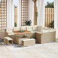 Conjunto de sofá de jardín 12 pcs Beige Rattan de Poliéster
