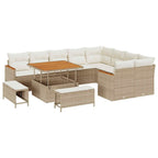 Conjunto de sofá de jardín 12 pcs Beige Rattan de Poliéster