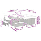 Conjunto de sofá de jardín 12 pcs Beige Rattan de Poliéster