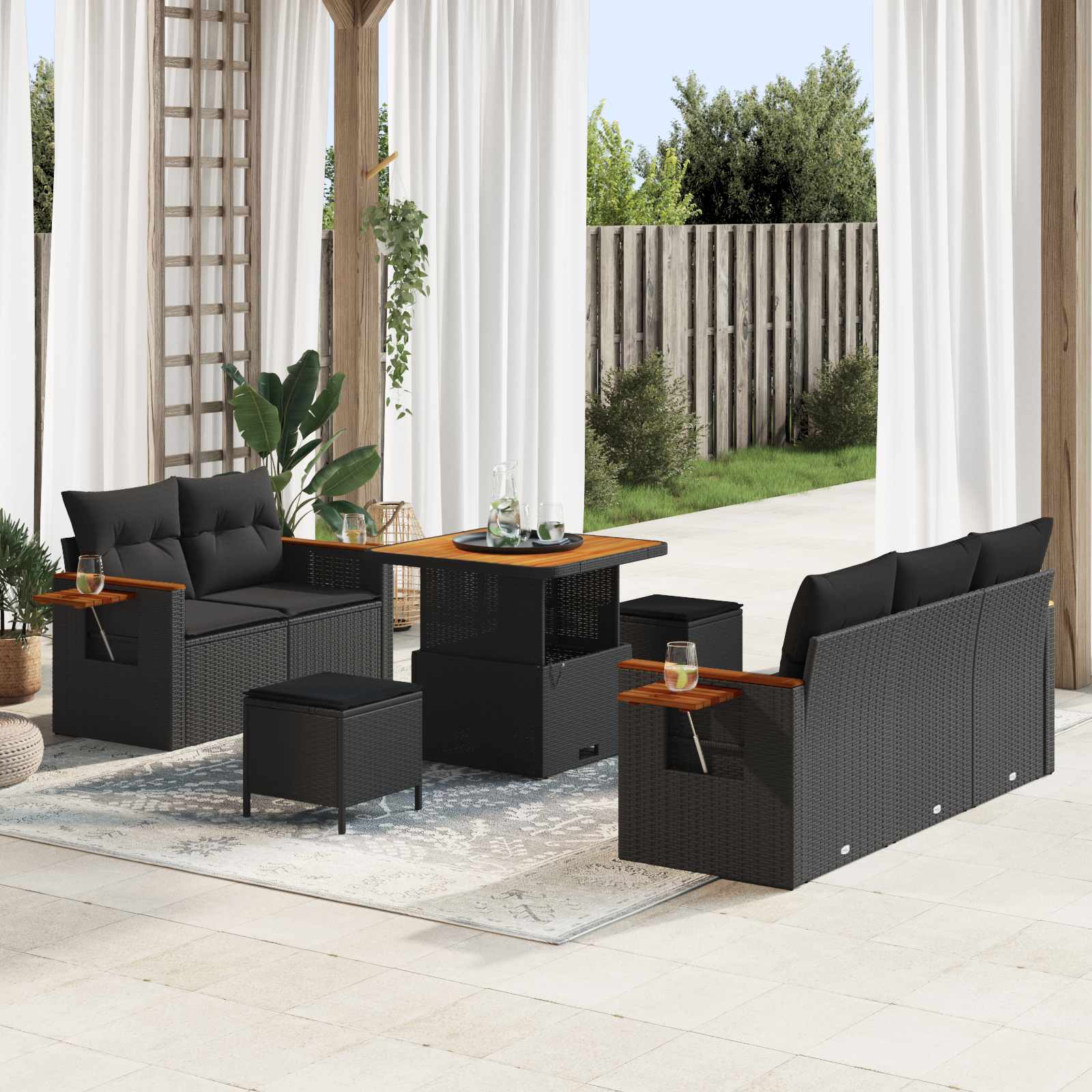 Conjunto de sofás de jardín 10 pcs Gris ratán sintético