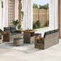Conjunto de sofás de jardim 10 peças Cinzento vime sintético