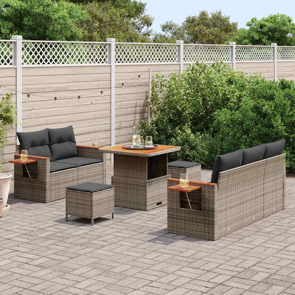 Conjunto de sofás de jardín 10 pcs Gris ratán sintético