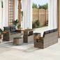 Conjunto de sofás de jardim 10 peças Cinzento vime sintético