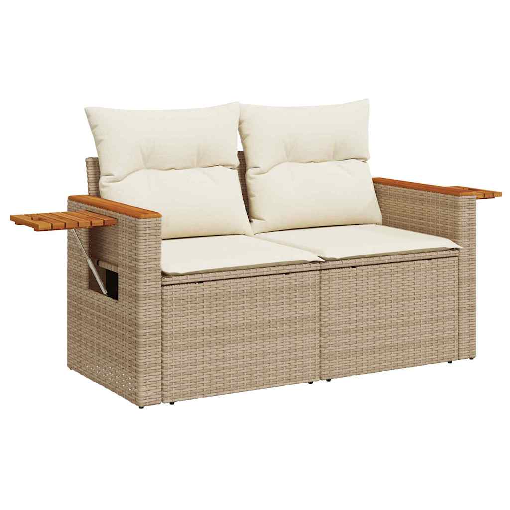 Conjunto de sofás de jardín con cojín 11 pcs Beige y Crema