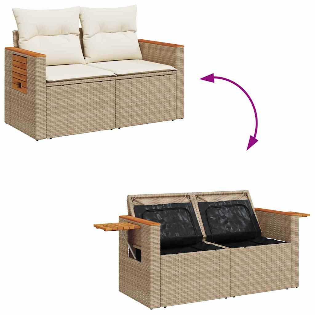 Conjunto de sofás de jardín con cojín 11 pcs Beige y Crema