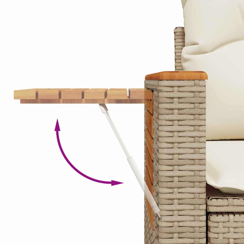 Conjunto de sofás de jardín con cojín 11 pcs Beige y Crema