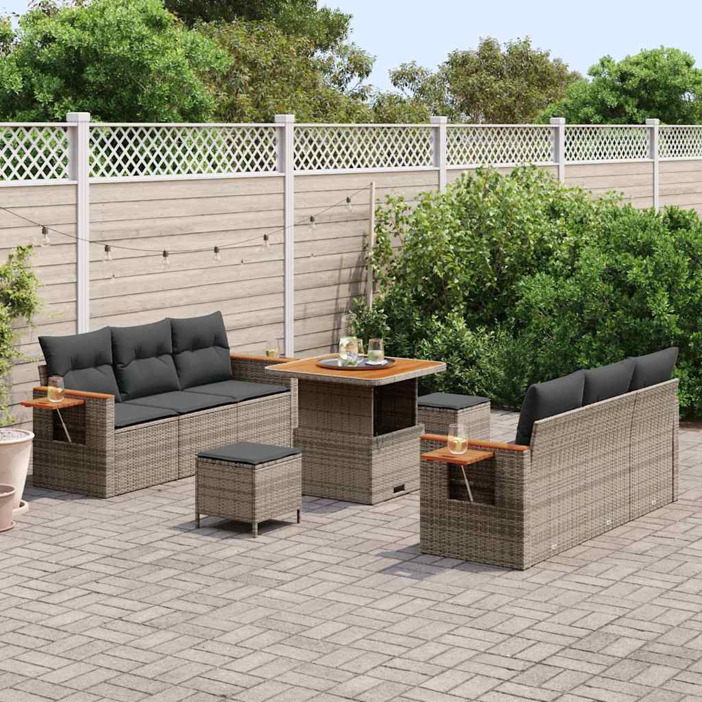 Conjunto de sofás de jardín 11 pcs Gris ratán sintético