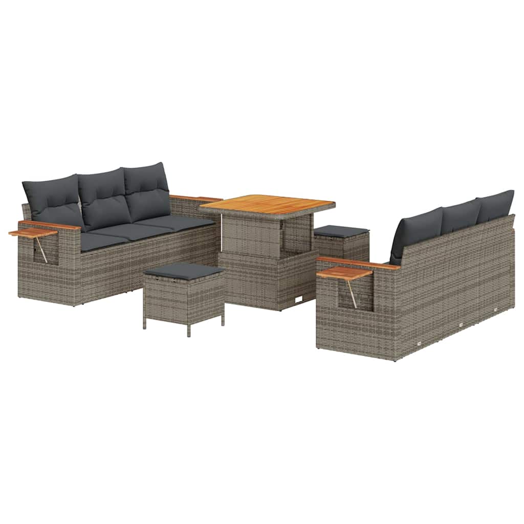 Conjunto de sofás de jardín 11 pcs Gris ratán sintético