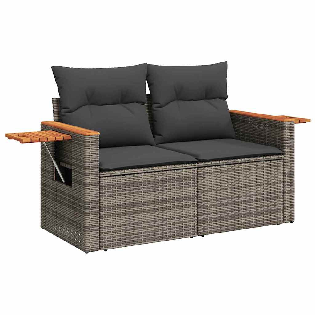 Conjunto de sofás de jardín 11 pcs Gris ratán sintético