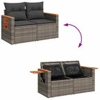 Conjunto de sofás de jardín 11 pcs Gris ratán sintético