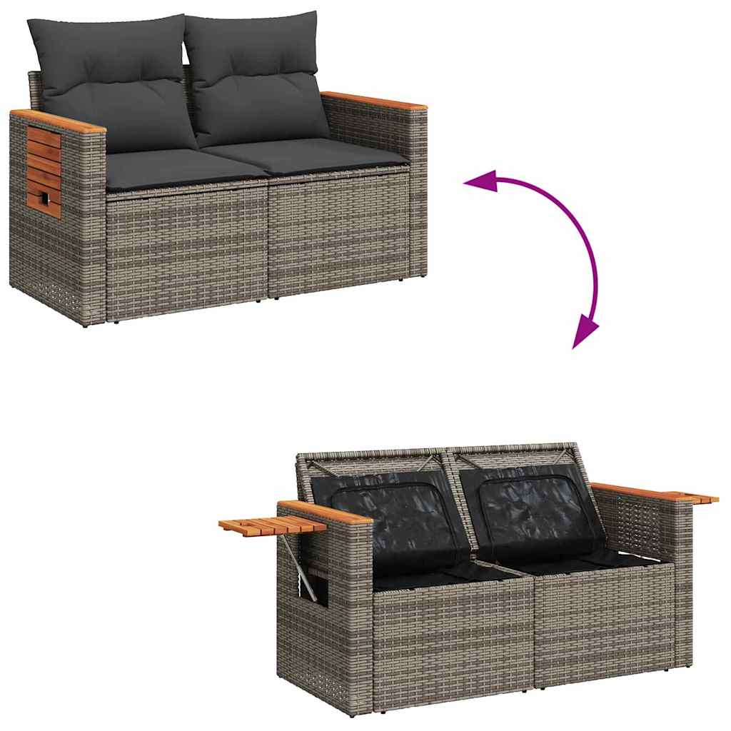 Conjunto de sofás de jardín 11 pcs Gris ratán sintético
