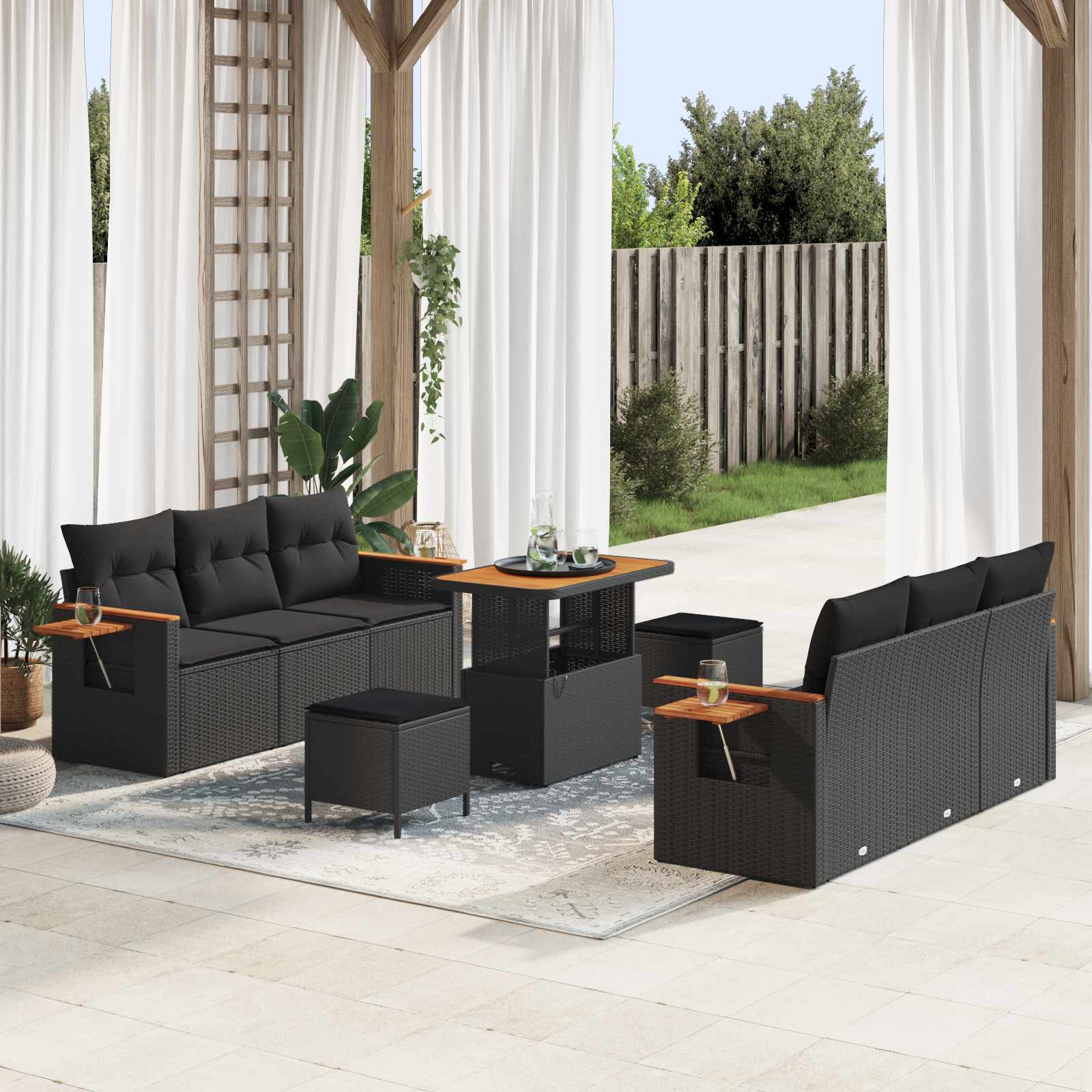 Conjunto de sofás de jardín 11 pcs Gris ratán sintético