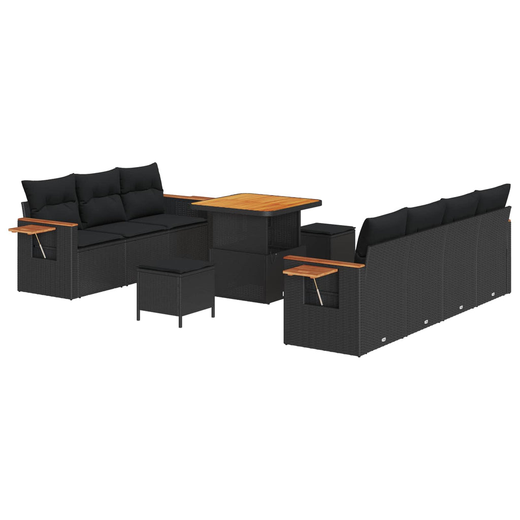 Conjunto de sofás de jardín 13 pcs Negro ratán sintético